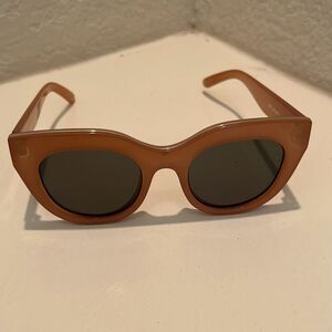 Le Specs Women's Air Heart Cat Eye Sunglasses Caramel Khaki Mono Retro Oversized